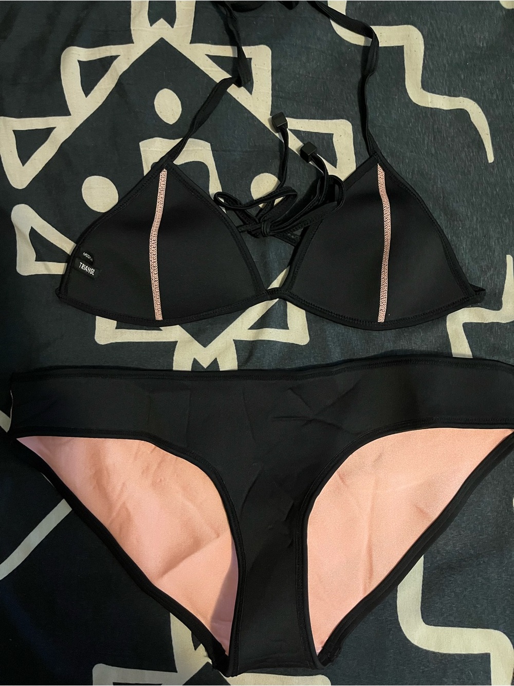 triangl swimwear Black Bikini with Pink Lining